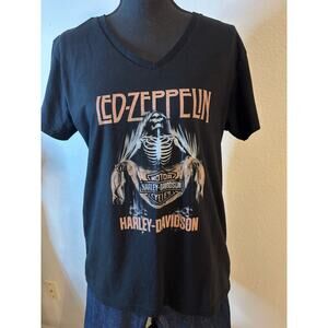 RARE Led Zeppelin Skull Motor Harley Davidson T-shirt Women’s XL